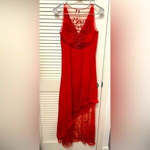 ON SALE. $25.       Custom made, wedding dress, red.Hand made.